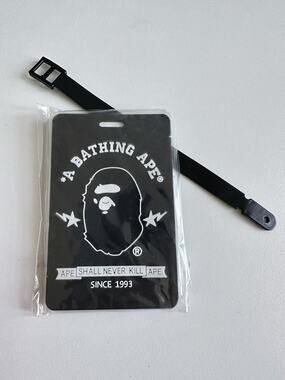 Bape A Bathing Ape Black Travel Trip ID Card Case Holder Tesla Key Luggage Tag